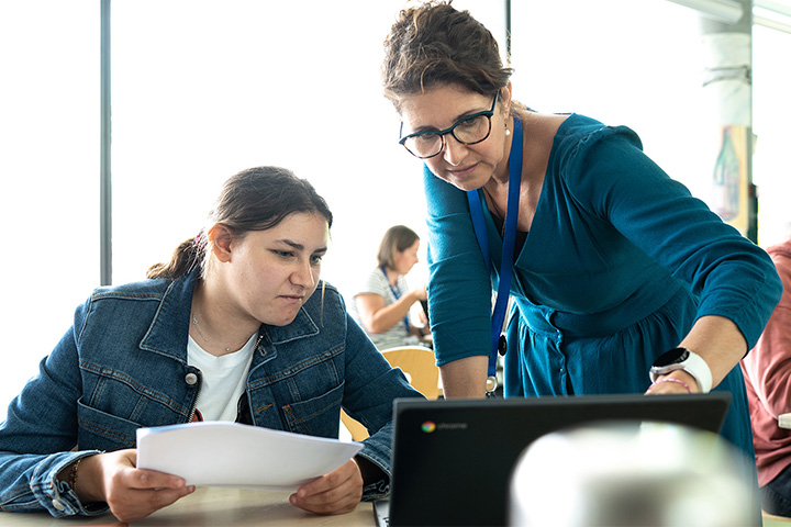 Mentor helping a student